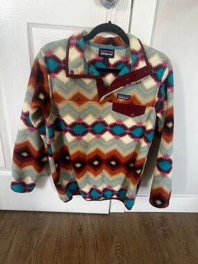 Patagonia Synchilla Fleece Pullover - Cream, Teal & Burgundy Accent